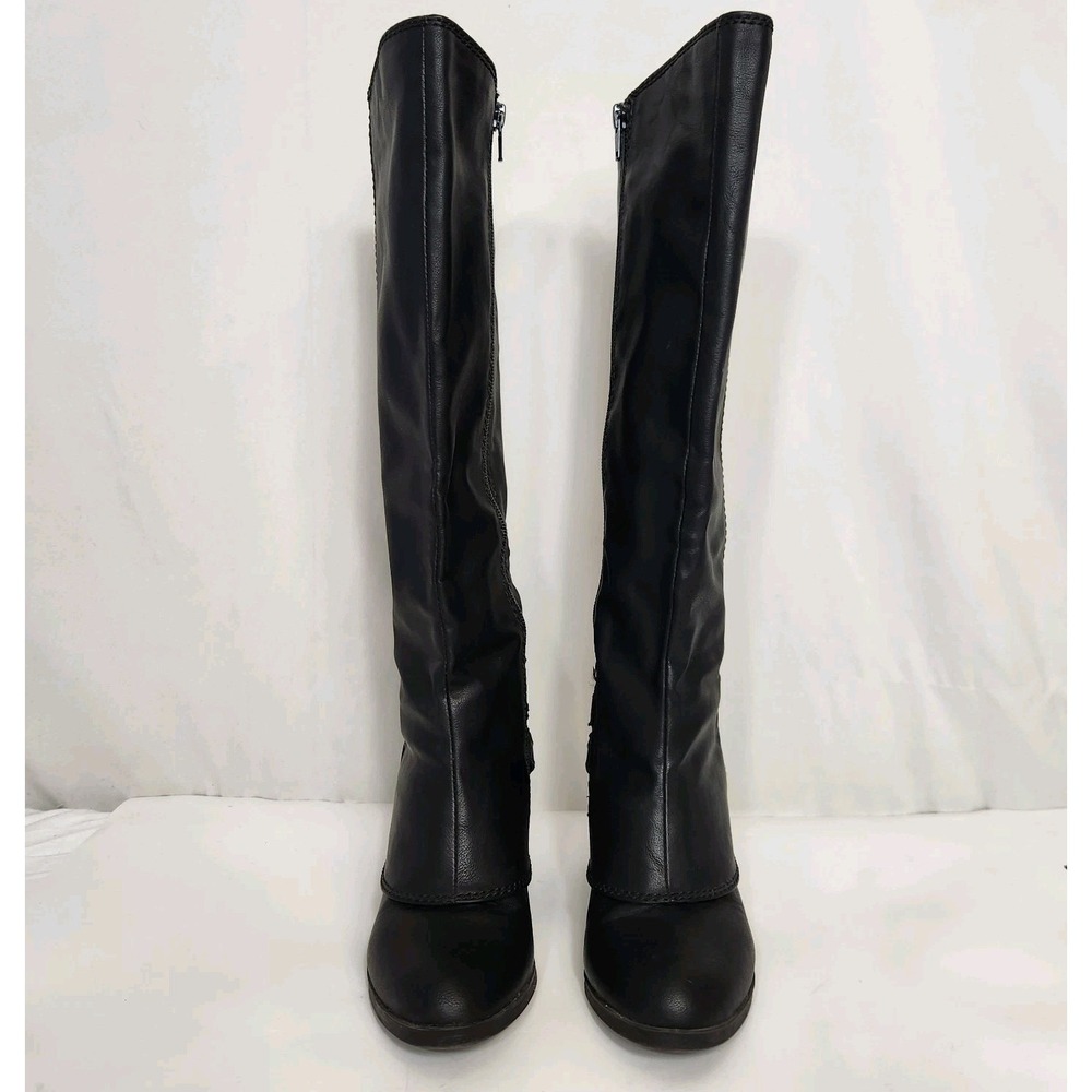 American Rag Co AEBONI Womens Black Knee High Boots Sz 5M Block Heel Harness Zip - Picture 16 of 16